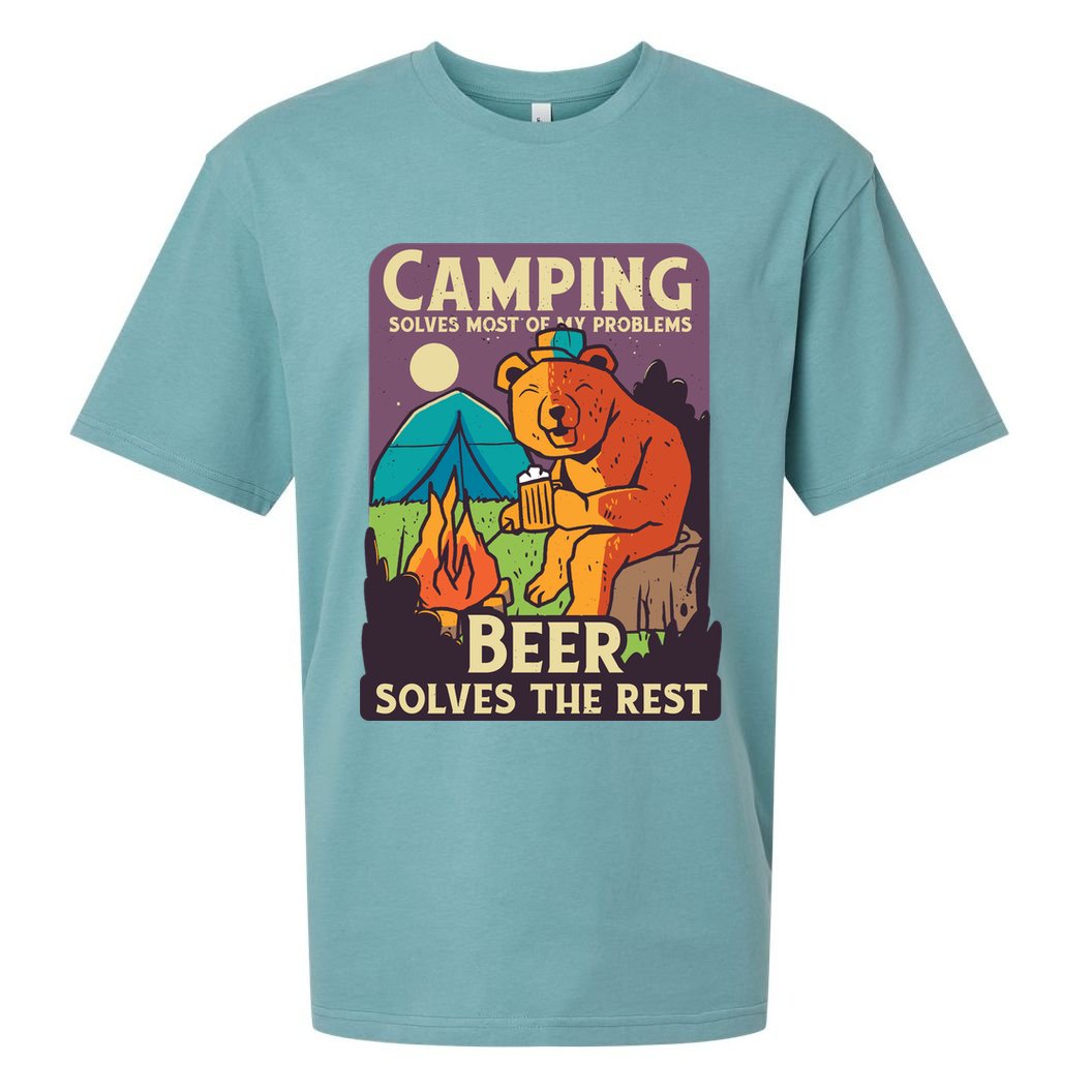 Camping And Beer Funny Sueded Cloud Jersey T-Shirt