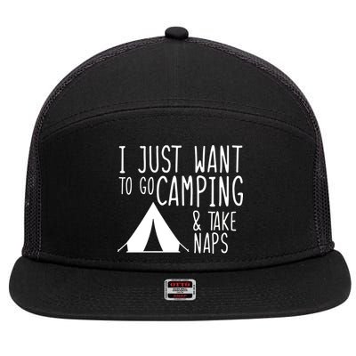 Camping And Napping 7 Panel Mesh Trucker Snapback Hat