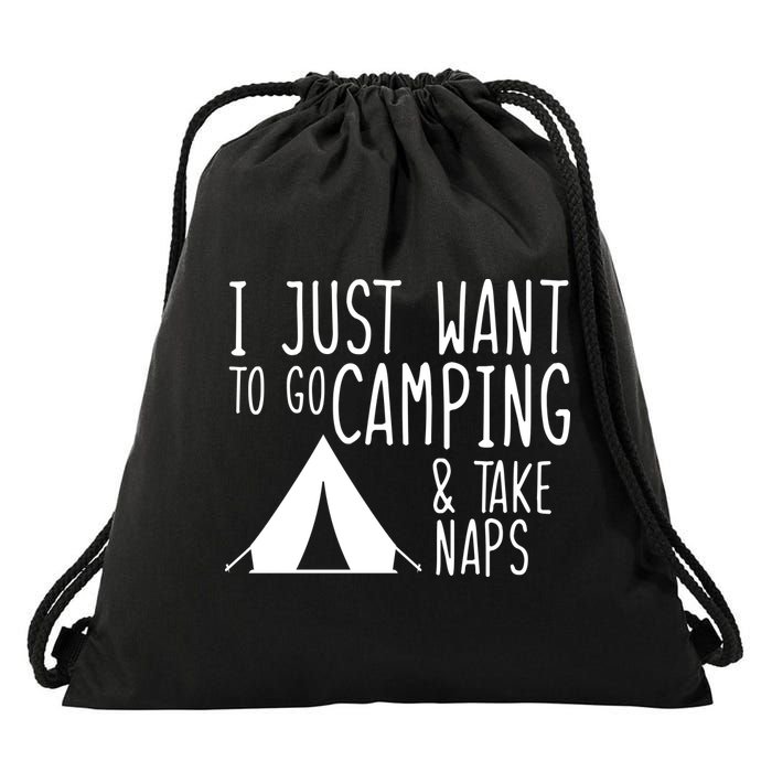 Camping And Napping Drawstring Bag