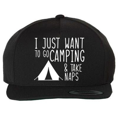 Camping And Napping Wool Snapback Cap