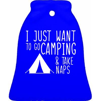 Camping And Napping Ceramic Bell Ornament