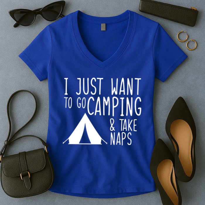 Camping And Napping Women's V-Neck T-Shirt