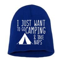 Camping And Napping Short Acrylic Beanie