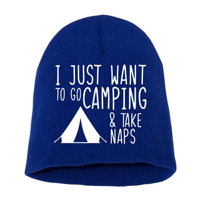 Camping And Napping Short Acrylic Beanie