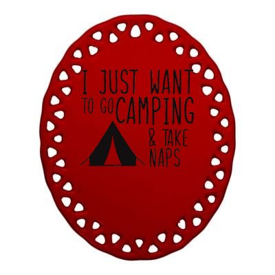 Camping And Napping Ceramic Oval Ornament