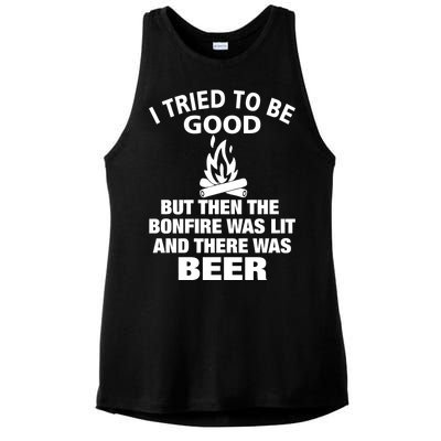 Camping Bonfire And Beer Ladies PosiCharge Tri-Blend Wicking Tank