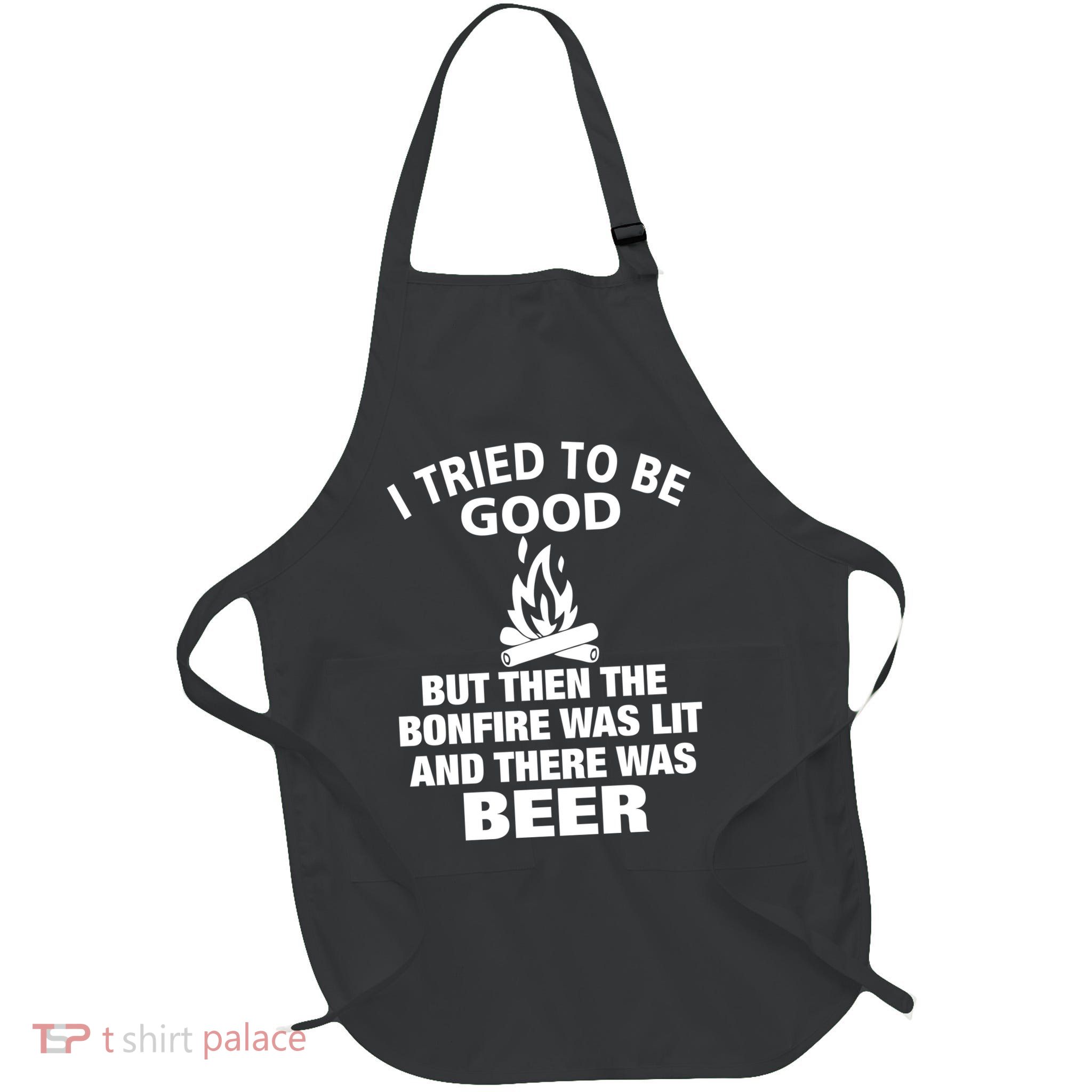 Camping Bonfire And Beer Full-Length Apron With Pockets