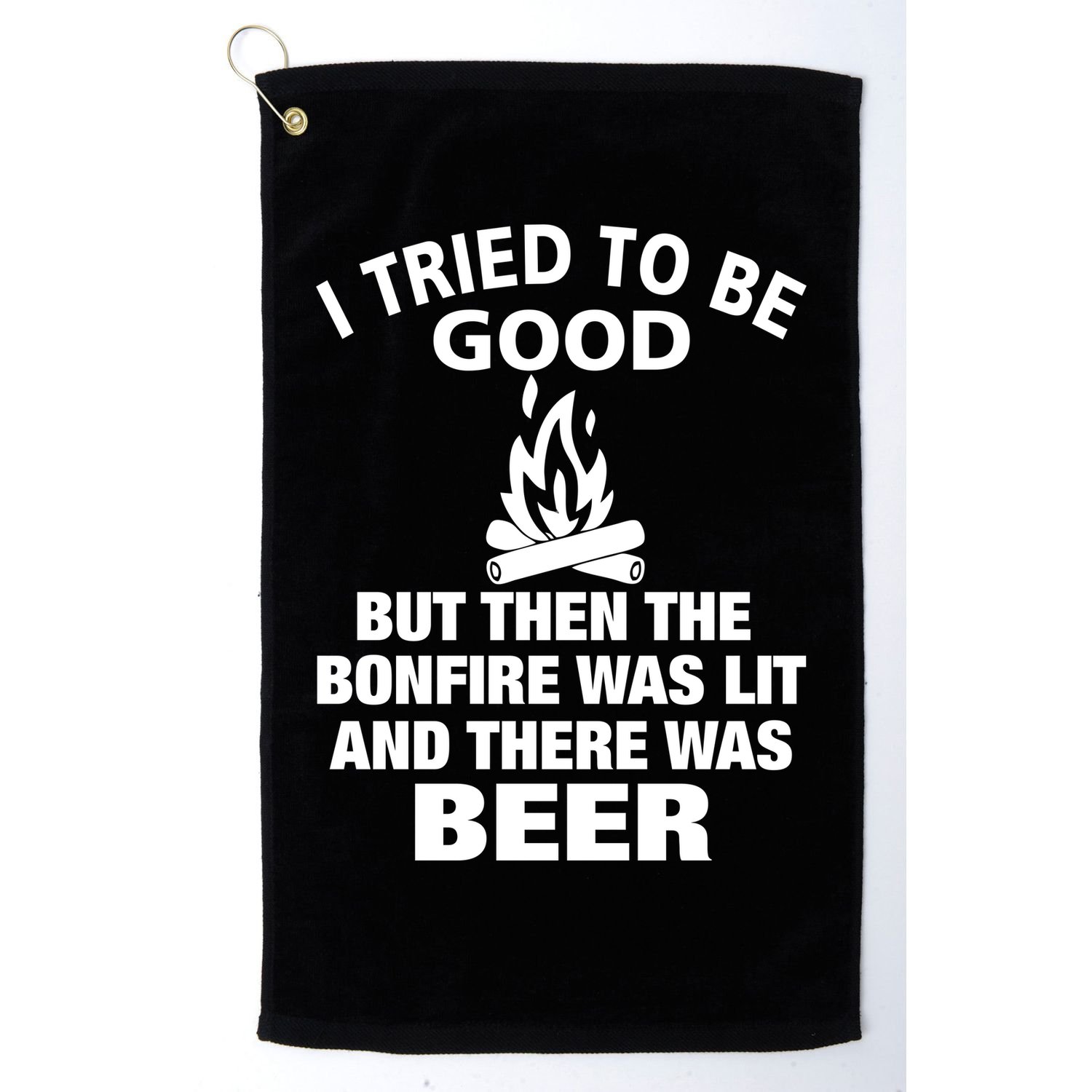 Camping Bonfire And Beer Golf Towel