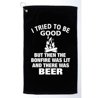 Camping Bonfire And Beer Platinum Collection Golf Towel