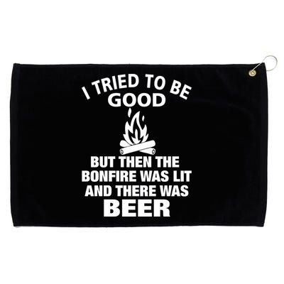 Camping Bonfire And Beer Grommeted Golf Towel