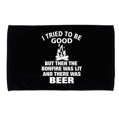 Camping Bonfire And Beer Microfiber Hand Towel