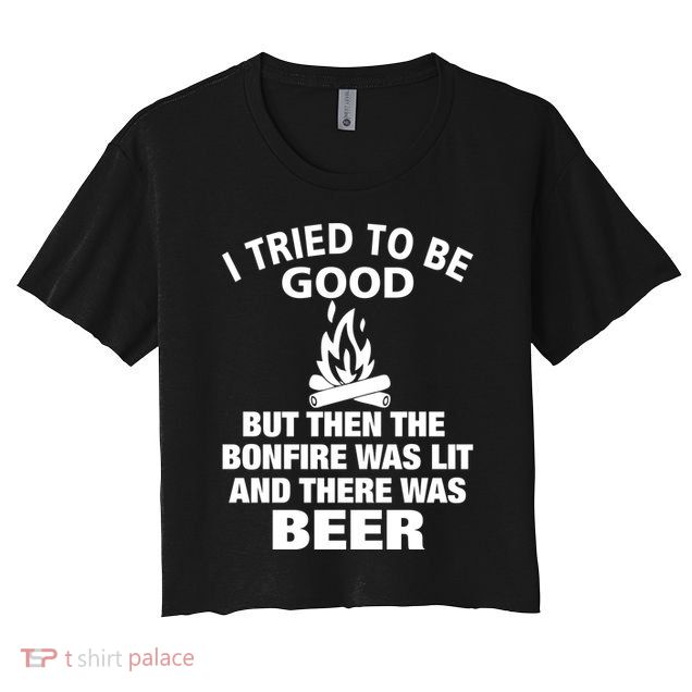 Camping Bonfire And Beer Crop Top