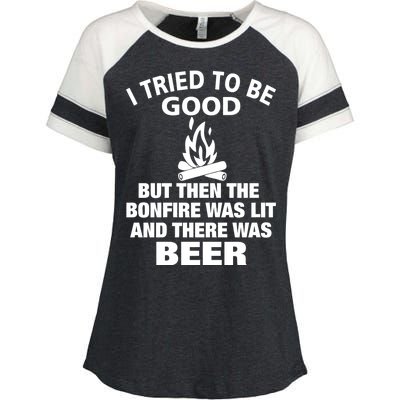 Camping Bonfire And Beer Enza Ladies Jersey Colorblock Tee