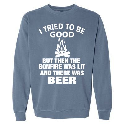 Camping Bonfire And Beer Garment-Dyed Sweatshirt