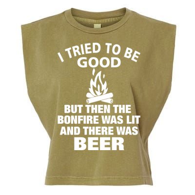 Camping Bonfire And Beer Garment-Dyed Women's Muscle Tee