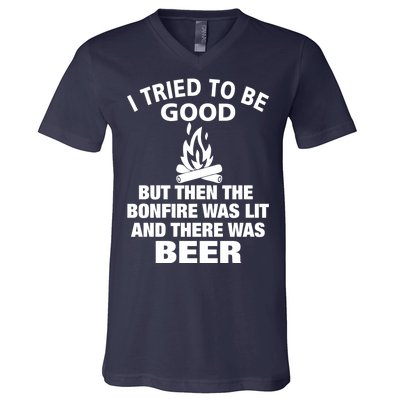 Camping Bonfire And Beer V-Neck T-Shirt