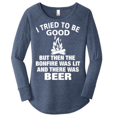 Camping Bonfire And Beer Women's Perfect Tri Tunic Long Sleeve Shirt