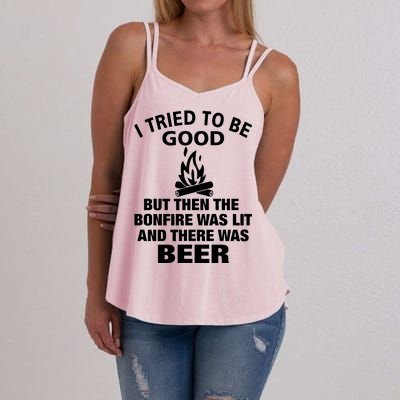 Camping Bonfire And Beer Women's Strappy Tank