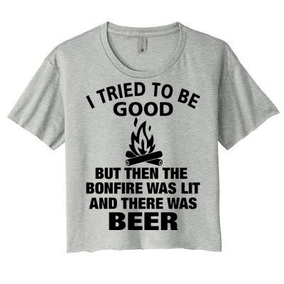 Camping Bonfire And Beer Women's Crop Top Tee