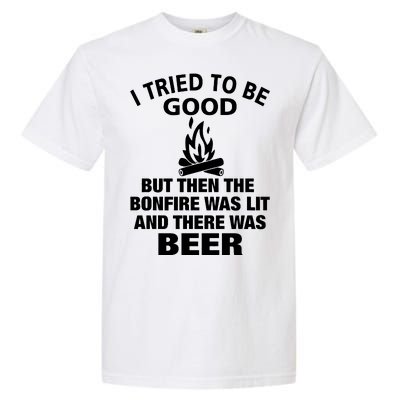 Camping Bonfire And Beer Garment-Dyed Heavyweight T-Shirt