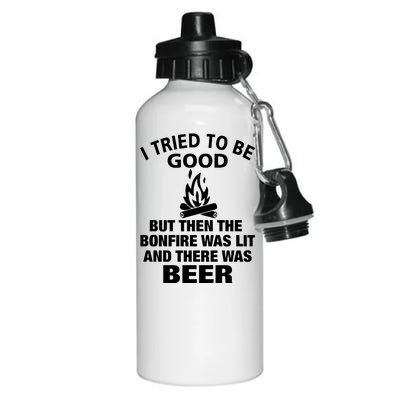 Camping Bonfire And Beer Aluminum Water Bottle