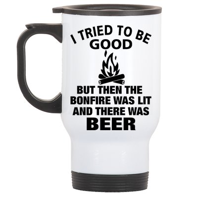 Camping Bonfire And Beer Stainless Steel Travel Mug