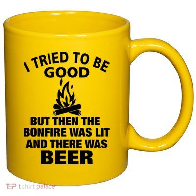 Camping Bonfire And Beer 11oz C Handle Ceramic Mug