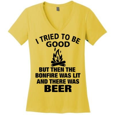 Camping Bonfire And Beer Women's V-Neck T-Shirt