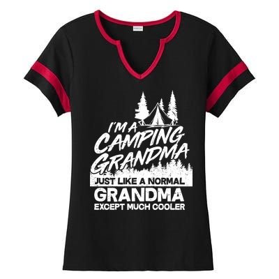 Camping Grandma Ladies Halftime Notch Neck Tee