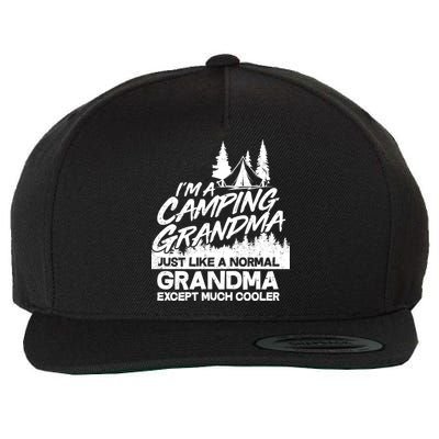 Camping Grandma Wool Snapback Cap