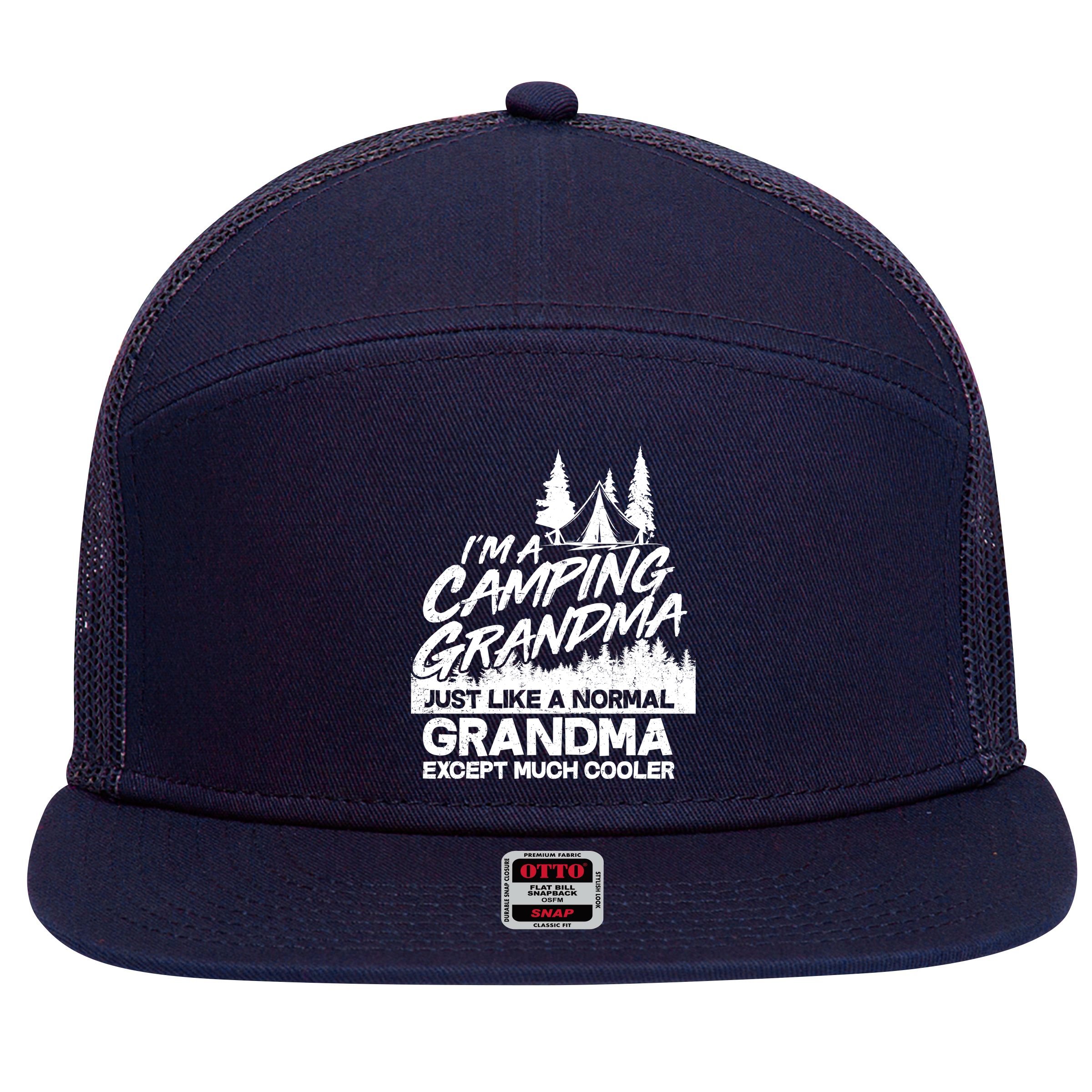 Camping Grandma 7 Panel Mesh Trucker Snapback Hat