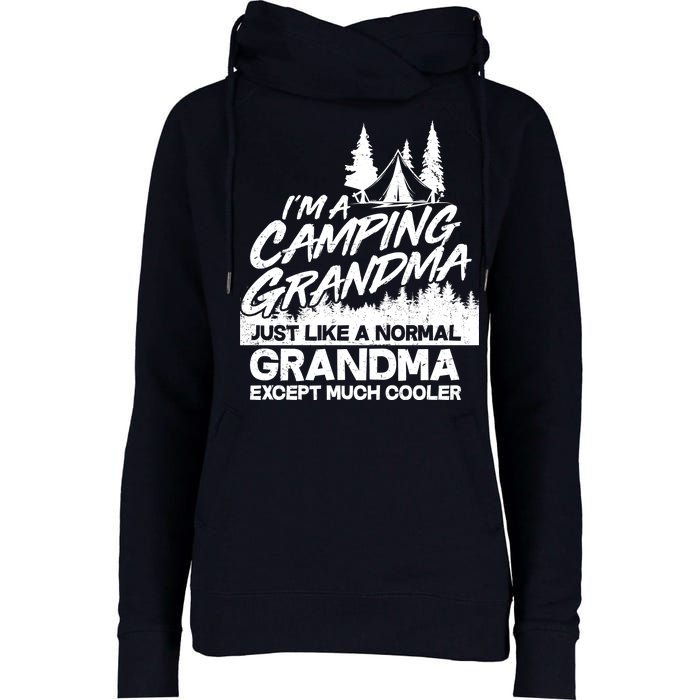 Camping Grandma Womens Funnel Neck Pullover Hood