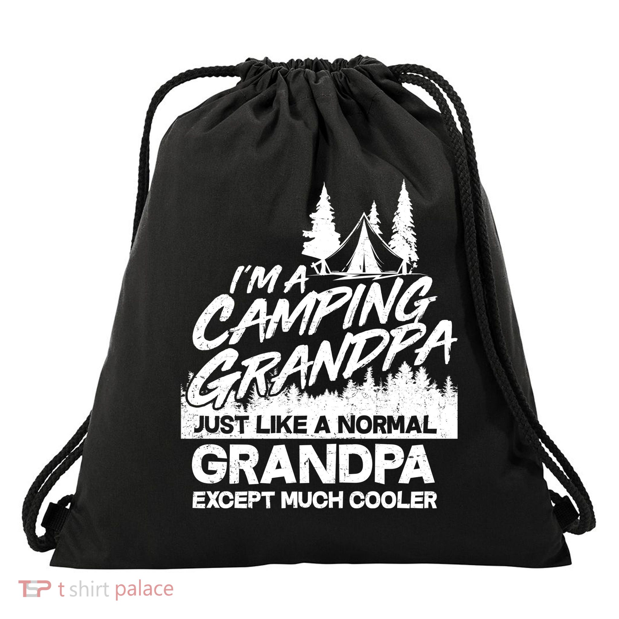 Camping Grandpa Drawstring Bag