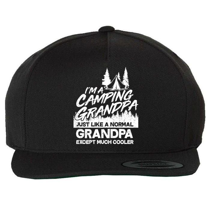 Camping Grandpa Wool Snapback Cap