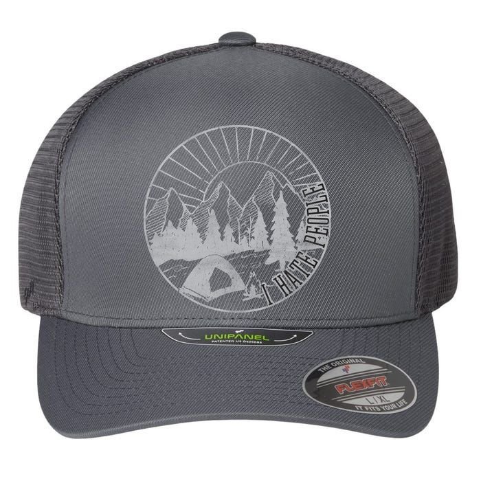 Camping I Hate People Flexfit Unipanel Trucker Cap