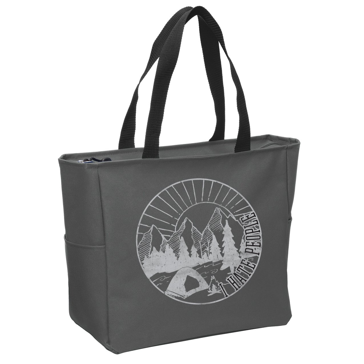Camping I Hate People Zip Tote Bag