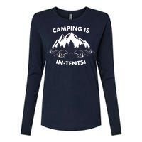 Camping Is In Tents Intents Funny  Womens Cotton Relaxed Long Sleeve T-Shirt