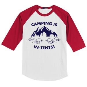 Camping Is In Tents Intents Funny  Kids Colorblock Raglan Jersey