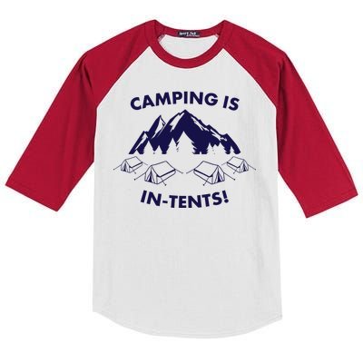 Camping Is In Tents Intents Funny  Kids Colorblock Raglan Jersey