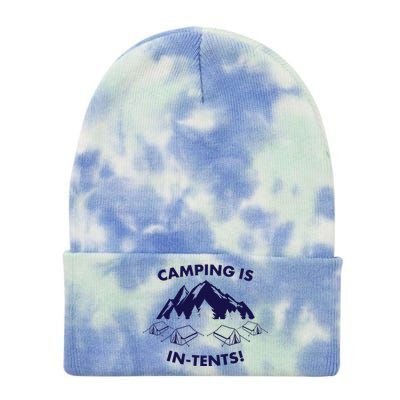 Camping Is In Tents Intents Funny  Tie Dye 12in Knit Beanie