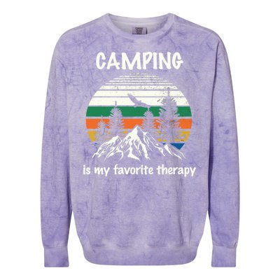 Camping Is My Therapy Colorblast Crewneck Sweatshirt