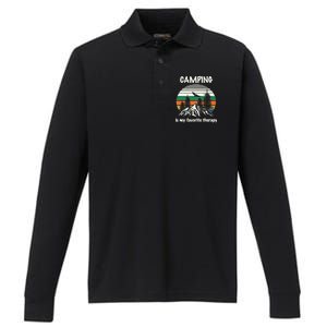 Camping Is My Therapy Performance Long Sleeve Polo