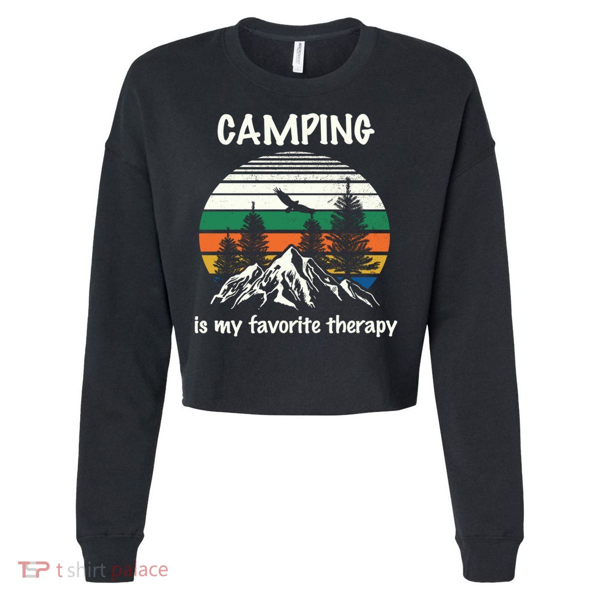 Camping Is My Therapy Cropped Pullover Crew