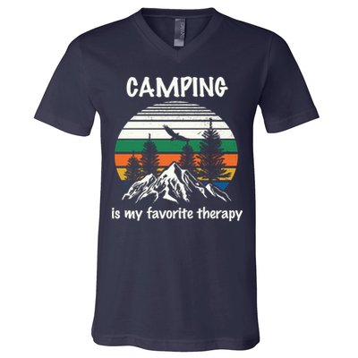 Camping Is My Therapy V-Neck T-Shirt