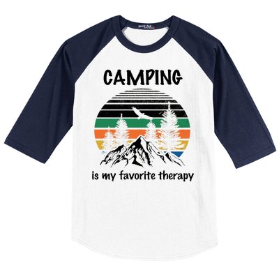 Camping Is My Therapy Baseball Sleeve Shirt