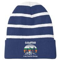 Camping Is My Therapy Striped Beanie with Solid Band