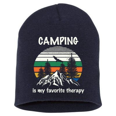 Camping Is My Therapy Short Acrylic Beanie