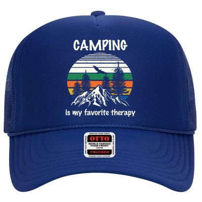 Camping Is My Therapy High Crown Mesh Back Trucker Hat