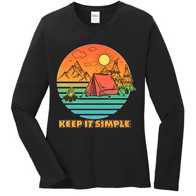 Camping Keep It Simple Ladies Long Sleeve Shirt