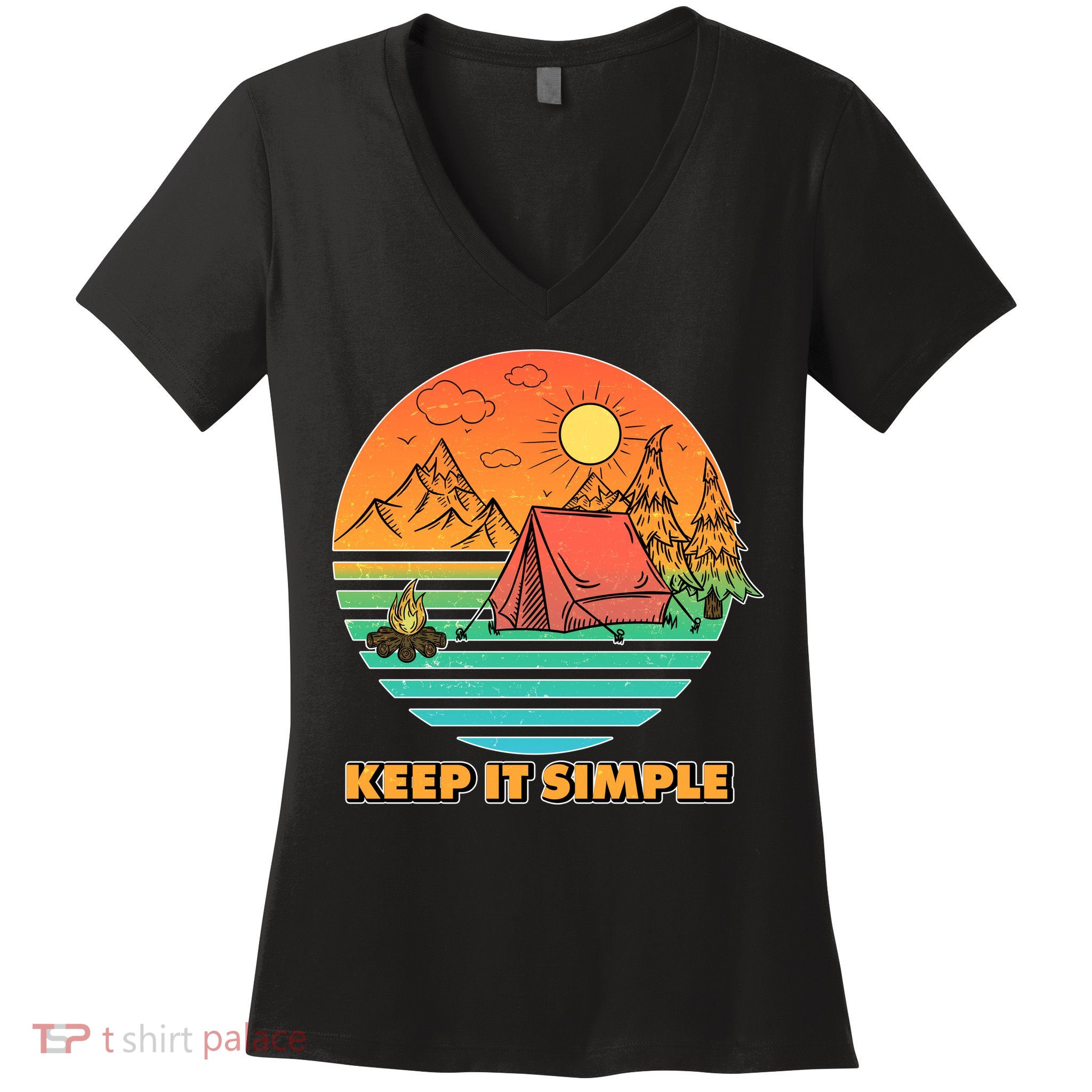 Camping Keep It Simple Women's V-Neck T-Shirt